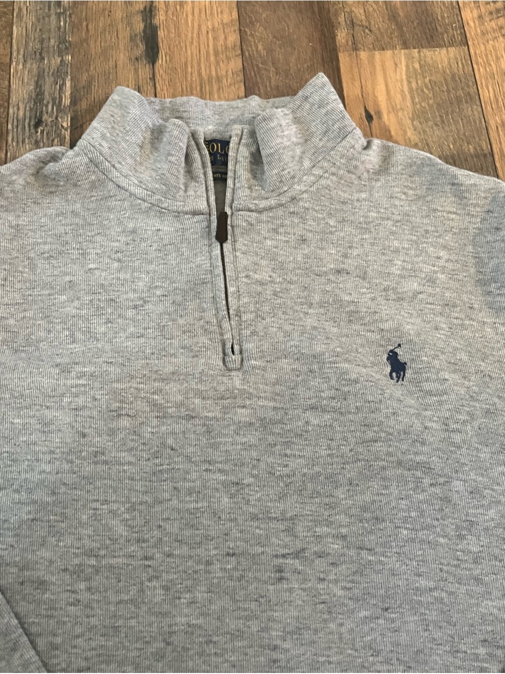 Ralph Lauren Gray Half-Zip Logo Pullover Sweater - Picture 3 of 4
